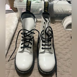 Dr. Martens White Patent Leather Boots